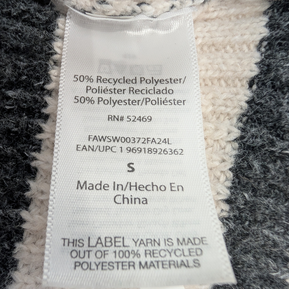 Free Assembly Unisex Half Zip Sweater Size Small Chunky Knit Black Stripes - Picture 4 of 12